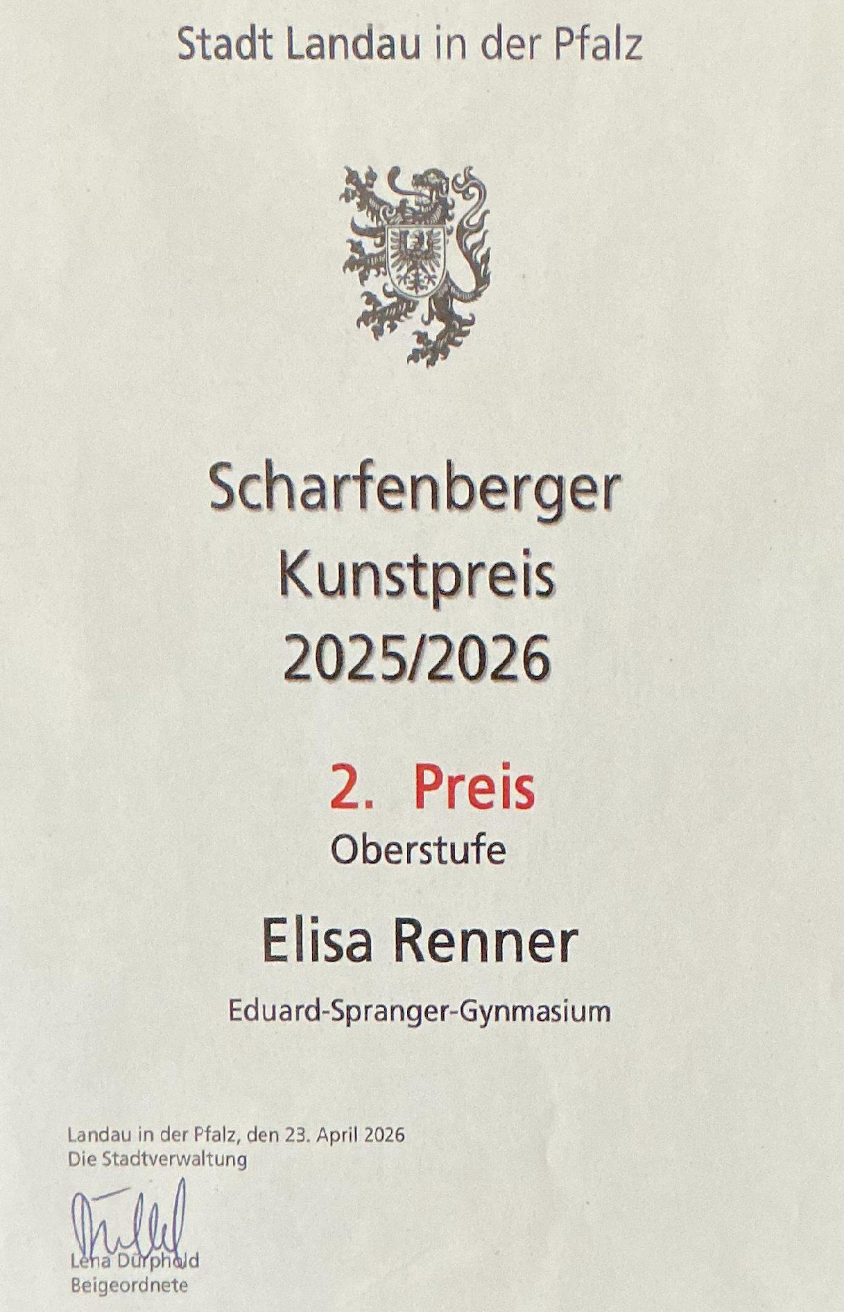 Scharfenberger Kunstpreis am ESG